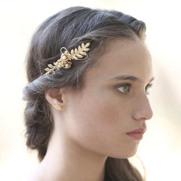 Blooming Flower Crown, Goddess Headband, Bridal Hair Accessories, Grecian Tiara, Wedding Headband, Roman Wreath, Gold Flower Crown