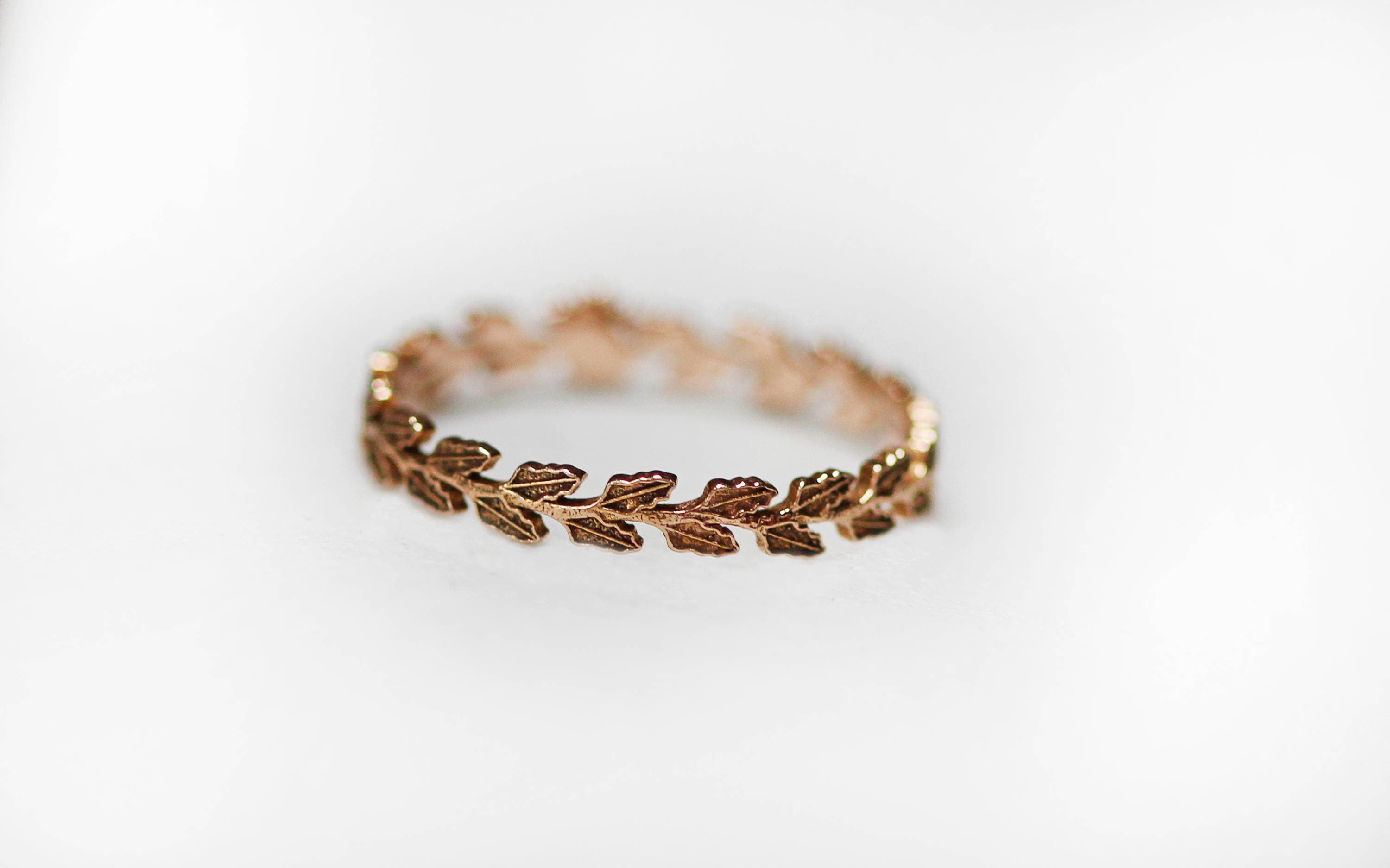 Laurel Leaves Ring Unique Wedding Band 14k Rose Gold Boho Etsy
