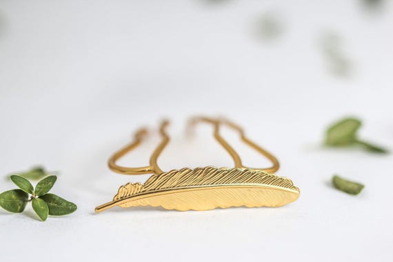 Feather Hair Pin Gold Hair Accessories Hair Clip Hair Pin  display picture 3