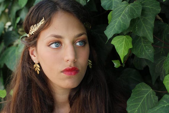 【呪物】神話女神「アテナ」の宿るピアス アテナイヤリング、ギリシャの女神イヤリング、リーフイヤリング