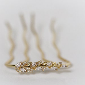 Crystals Twigs Hair Prong, Gold Leaves Stick Rose gold Leaves Gold Leaf Hair Accessory Nature Inspired Hair Fork, Silver Hair Pin image 3