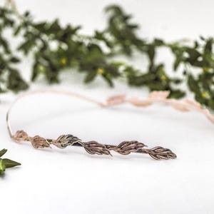Preorder* Field Of Leaves Goddess Headband Crown Grecian Gold Leaf Bridal Hair Accessories Rustic Woodland Fairy Wedding Hairpiece Rear back