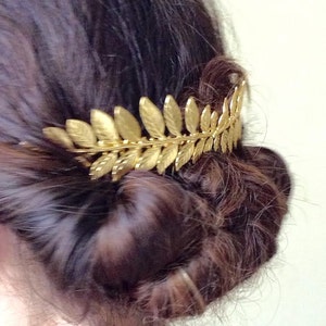 Preorder Double Athena Bridal Hair Comb Boho Grecian Leaves, Gold Plated, Bridal Hair Accessoried, Wedding Comb, Goddess Hair Accessories image 5