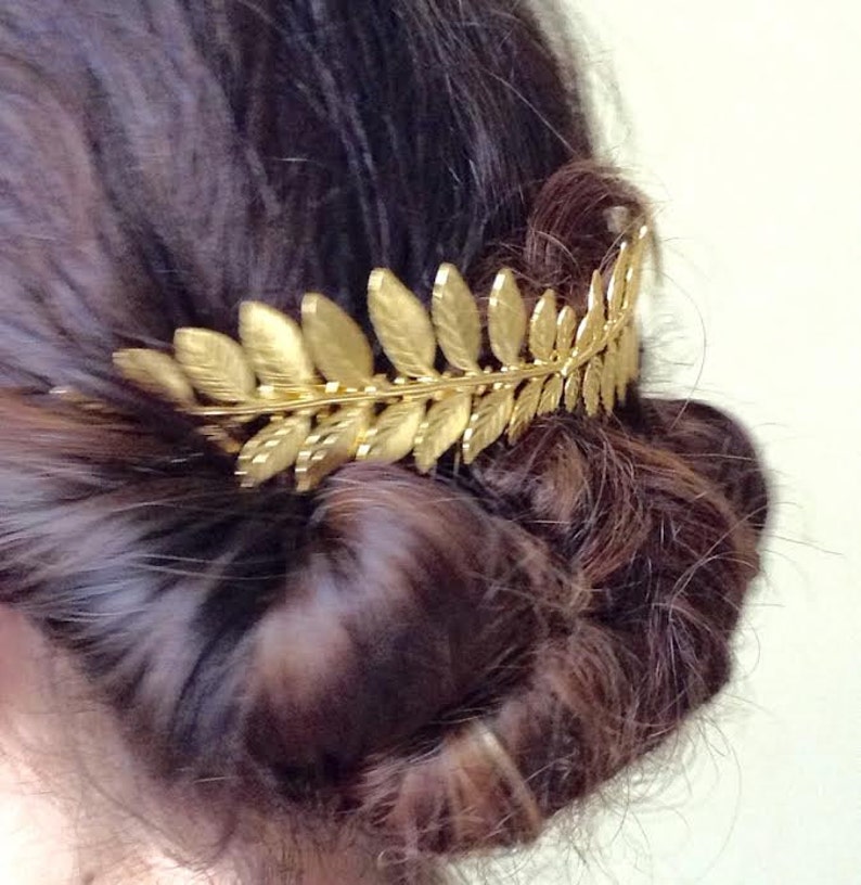 Preorder Double Athena Bridal Hair Comb Boho Grecian Leaves, Gold Plated, Bridal Hair Accessoried, Wedding Comb, Goddess Hair Accessories image 5