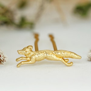 Baby Fox Hair Pin, Whimsical Woodland Creature Jewelry French Hair Fork Prong Updo French Twist Hair Style Hair Piece Wolf Accessories