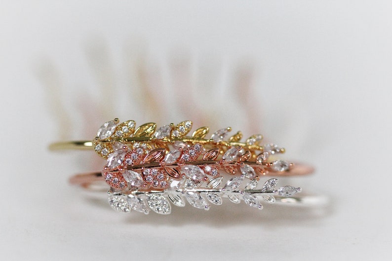 Crystals Twigs Hair Prong, Gold Leaves Stick Rose gold Leaves Gold Leaf Hair Accessory Nature Inspired Hair Fork, Silver Hair Pin image 6