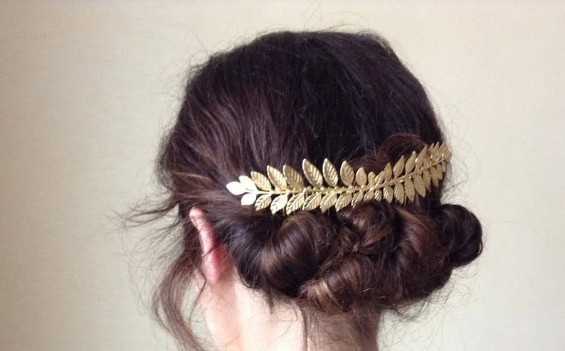 Preorder Double Athena Bridal Hair Comb Boho Grecian Leaves, Gold Plated, Bridal Hair Accessoried, Wedding Comb, Goddess Hair Accessories image 2