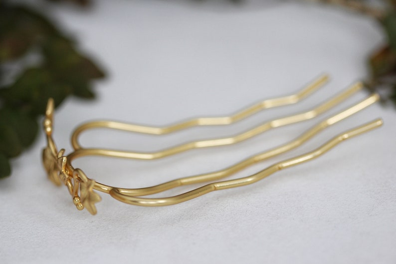 Ivy Leaves Hair Prong Leaf Jewelry Bridal Hair Accessories French Twist Gold Hair Goddess Clip Boho Hair Pin Side Sweep Hair Bun Holder image 5