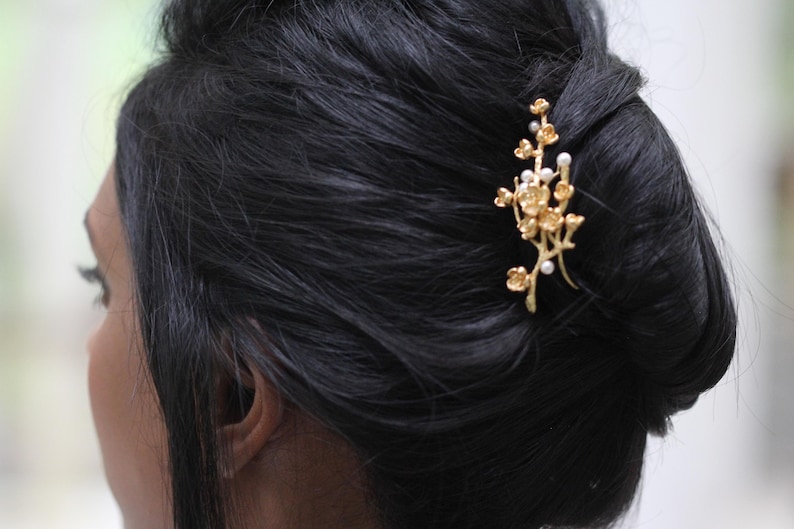 Sakura Field Haarspeld Rosegoud Kersenbloesemblad Bruidsbruiloft Bladeren Sieraden Bladzilver Bloemen Haaraccessoire Haarspeld Fairy Elven afbeelding 3