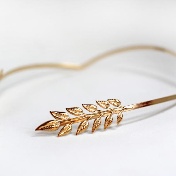 Olive Leaf Greek Goddess Headband, Leaves Headband, Bridal Hair Accessories, Grecian Crown, Gold Leaf Wreath, Laurel Wreath