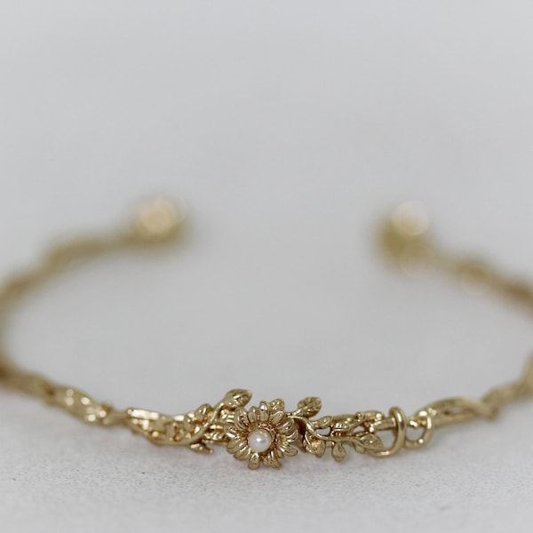 Fairy Garden Bracelet Boho Floral Gold Branch Bracelet, Silver Rose Gold Adjustable Bohemian Bracelet, Bridal Jewelry, Bridesmaid Jewelry