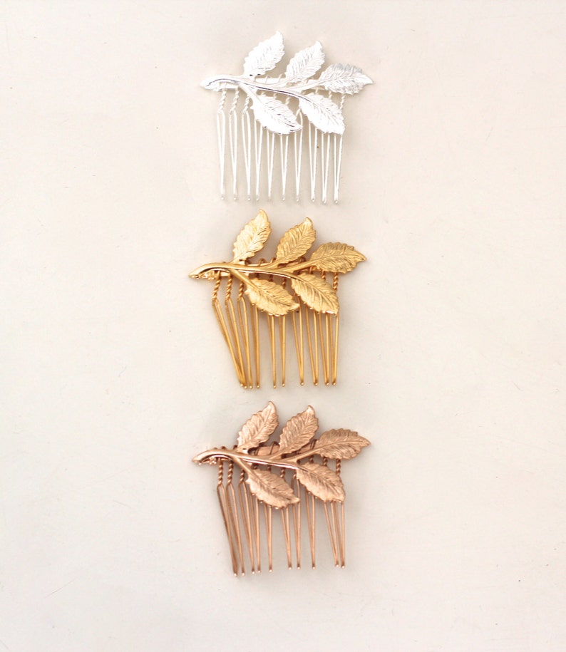 Preorder Five Stems Comb Gold Leaf Romantic Hair Jewelry Bridal Hair Accessory Bridesmaid Accessories Gift for Girlfriend Rustic Woodland image 3