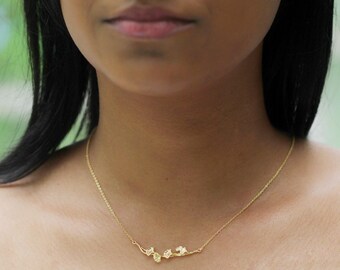 Ginkgo Leaves Necklace Dainty Laurel Leaf Charm Delicate Chain Gold Rose Gold Silver Dainty Boho Necklaces Leaves Bridal Jewelry