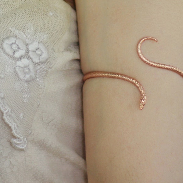 Rose Gold Snake Arm Band Egyptian Cleopatra Mythology Egypt Accessories Gold Arm Band Goddess Arm Cuff Circlet Ancient Jewelry
