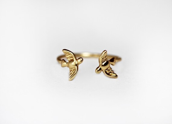 Anello con uccelli, anello per nocche, anello impilabile, anello