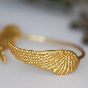 Preorder Angel Wings Ring, Gold Feather Ring, Adjustable Cherub Bohemian Jewelry Whimsical Ploma Anillo Wing Feathers Grecian Goddess image 4