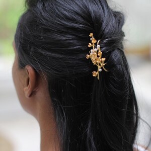 Sakura Field Haarspeld Rosegoud Kersenbloesemblad Bruidsbruiloft Bladeren Sieraden Bladzilver Bloemen Haaraccessoire Haarspeld Fairy Elven afbeelding 2