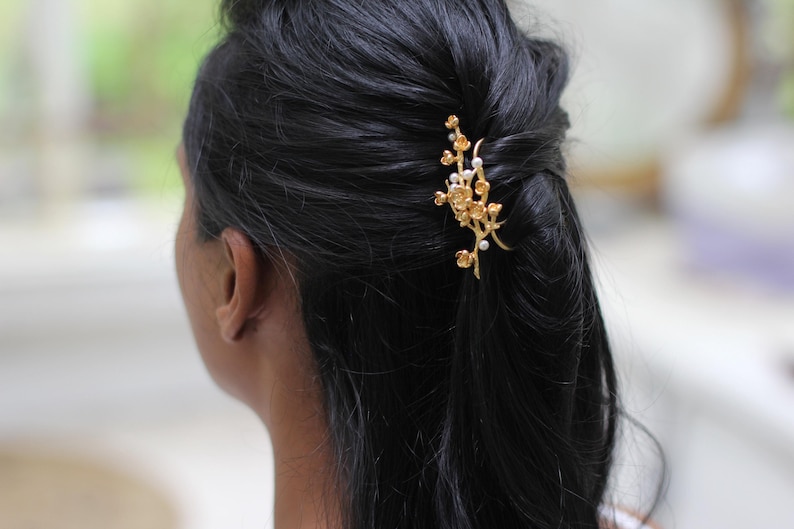 Sakura Field Haarspeld Rosegoud Kersenbloesemblad Bruidsbruiloft Bladeren Sieraden Bladzilver Bloemen Haaraccessoire Haarspeld Fairy Elven afbeelding 2