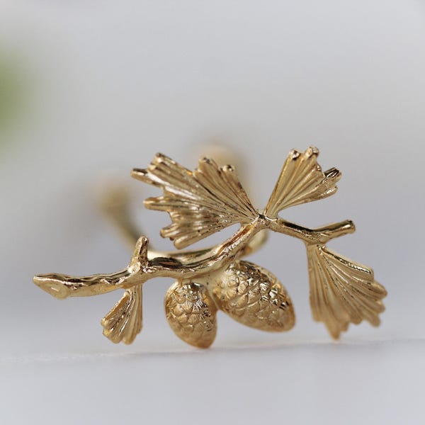 Horquilla para el pelo con forma de piña, horquilla para moño con forma de hoja, estilo bohemio, hecha a mano, con un toque de naturaleza, estilo hada del bosque.