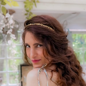 Branches Wreath Durable Hair Chain, Romantic Tiara, Golden Leaves Halo, Fairy Crown, Rustic Woodland, Forehead Band, Bridal Hair Accessories
