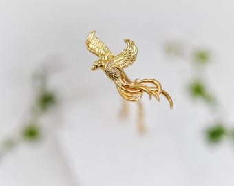Baby Phoenix Hair Pin, French Hair Prong, Dainty Plated Hairpiece, Fantasy Bird Wings, Creature Animals Unique Hair Jewelry, Storybook Boho
