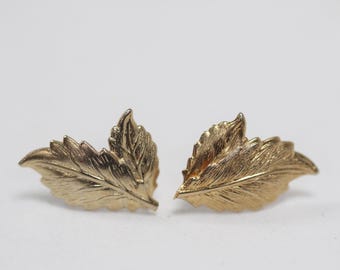 Double Leaves Earrings Leaf Stud Earrings Gold Nature Inspired,Delicate Earrings Dainty Earrings, Goddess Jewelry, Bridal Studs