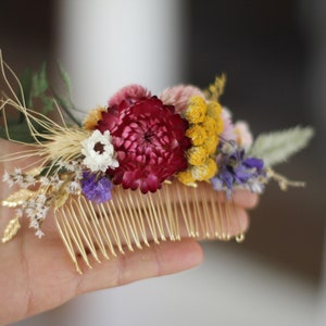 Preorder Spring Blossom Dried Flowers Comb, Bridal Hair Accessories, Bride Floral Comb, Floral Piece, Leaves Boho Chic Rustic Woodland image 4