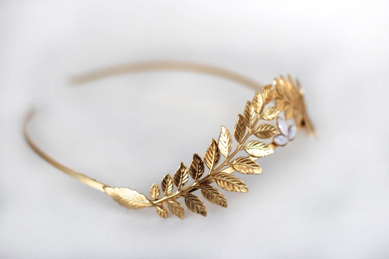 Preorder Athena Crown Pearls Silver Tiara Rose Gold Wedding Wreath Elven Fairy Hair Accessories Goddess Bridal Leaf Tiara Boho Laurel image 7