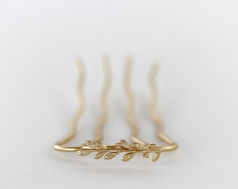 Small Twig Branch Hair Prong Gold Leaf Rose Silver Leaves Jewelry Leaves Accessory Boho Nature Inspired Fork Silver Hair Pin