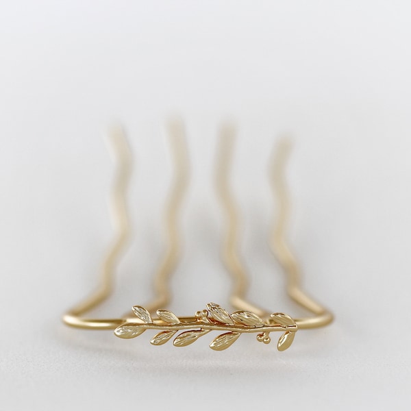 Small Twig Branch Hair Prong Gold Leaf Rose Silver Leaves Jewelry Leaves Accessory Boho Nature Inspired Fork Silver Hair Pin