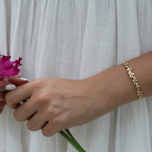 Twigs Branch Full Bracelet Gold Leaf Wrap Bracelet, Bridal Jewelry, Golden Leaves Bangle, Dainty Adjustable Cuff, Hand Made, Wedding Jewelry