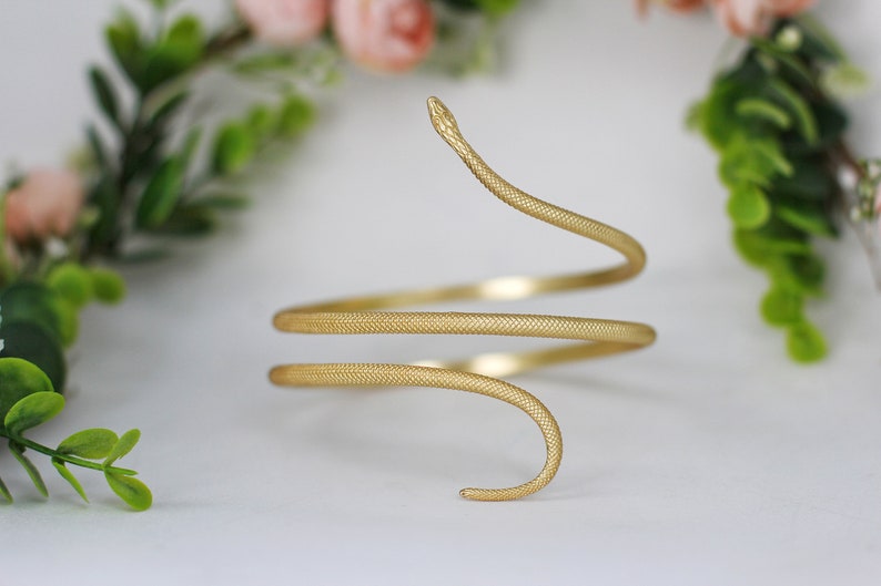 Swirly Snake Arm Band Egyptian Cleopatra Mythology Egypt Accessories Gold Arm Band Goddess Arm Cuff Circlet Ancient Jewelry image 10