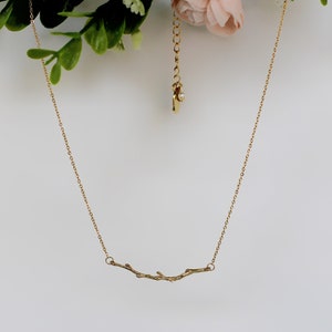 Seed Pearl Rustic Branch Necklace Dainty Laurel Branch Olive Leaf Charm Delicate Chain Rose Gold Silver Dainty Boho Necklaces Fairy Jewelry image 7