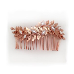 Preorder Leonora Bridal Hair Comb, Pearls, Grecian Leaves Gold Plated Bridal Hair Accessoried Wedding Comb, Goddess Hair Accessories image 9