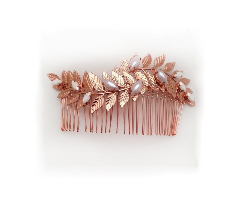 Preorder Leonora Bridal Hair Comb, Pearls, Grecian Leaves Gold Plated Bridal Hair Accessoried Wedding Comb, Goddess Hair Accessories image 9