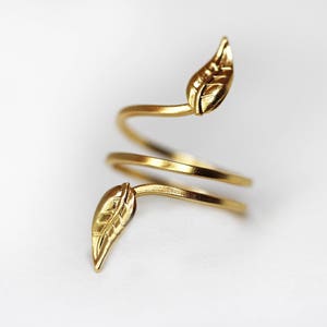 Preorder* Growing Leaves Ring, Gold Leaf Ring, Gold Plated Adjustable Fairy, Boho Chic, Bohemian Accessories, Leaf Knuckle, Goddess Jewelry