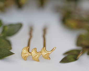 Small Ginkgo Leaves Hair Prong Leaf Hair Branch Gold Leaf Whimsical Hair Accessory Nature Inspired Hair Fork Silver Branch Pin