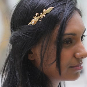 Divine Floral Swirls Goddess Headband, Grecian Headpiece, Wedding Wreath, Gold Leaves, Greek Crown, Boho Chic Hairpiece, Dainty Flower Crown image 2