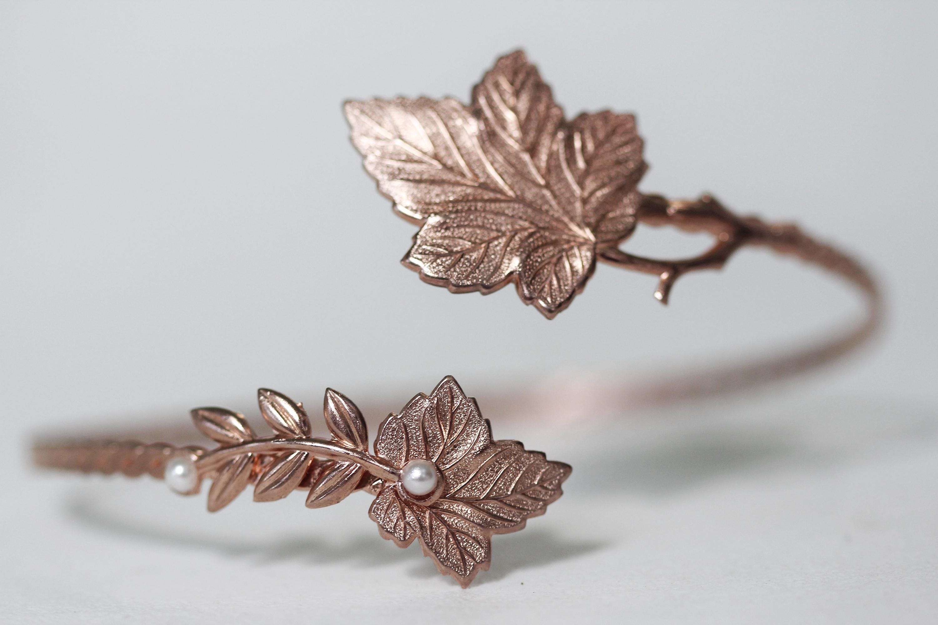 Preorder* Venus Leaf Arm Band, Gold Leaves Arm Cuff, Grecina Arm Bridal Jewelry Silver Wedding Grecian Bracelet Bohemian Bridal Jewellery