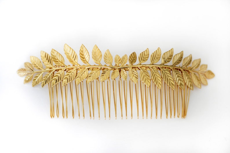 Preorder Double Athena Bridal Hair Comb Boho Grecian Leaves, Gold Plated, Bridal Hair Accessoried, Wedding Comb, Goddess Hair Accessories image 3
