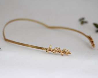 Vergissmeinnicht Blumen Göttin Krone Gold Perlen Blätter Tiara Brautkranz Blumen Griechisch Stirnband griechischen Boho Blumen Braut Haarschmuck