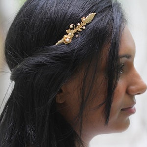 Divine Floral Swirls Goddess Headband, Grecian Headpiece, Wedding Wreath, Gold Leaves, Greek Crown, Boho Chic Hairpiece, Dainty Flower Crown image 1