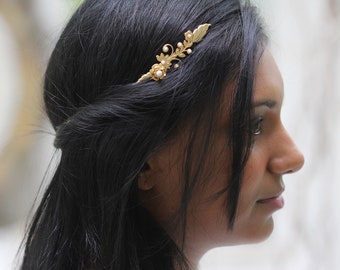 Divine Floral Swirls Goddess Headband, Grecian Headpiece, Wedding Wreath, Gold Leaves, Greek Crown, Boho Chic Hairpiece, Dainty Flower Crown