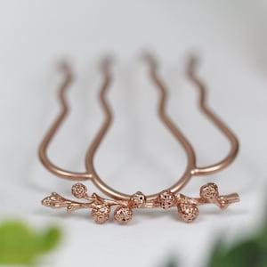 Wild Berries Branch Hair Prong Leaf Gold Silver Leaves Jewelry Leaves Accessory Nature Inspired Fork Silver Rustic Woodland Pin