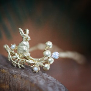 Small Mushroom Bunny Hair Prong Rabbit Pearl crystal Rose gold Leaves Jewelry Leaf Hair Accessory Silver Hair Fork Hair Pin