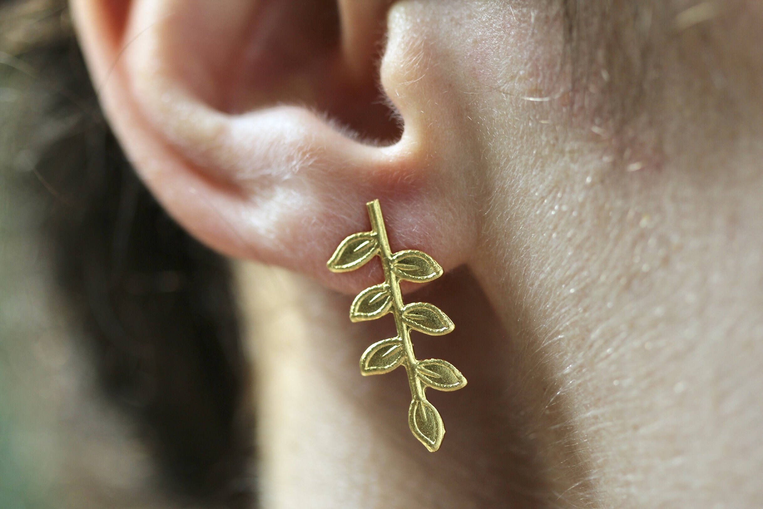Twigs Earrings Bridal Jewelry Dainty Gold Leaves Earrings Etsy