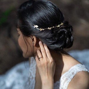 Made to Order* Monica Crystals Hair Chain, Gold Leaves Wreath Bridal Accessory Wedding Bohemian Headband Rustic Woodland Romantic Hairband