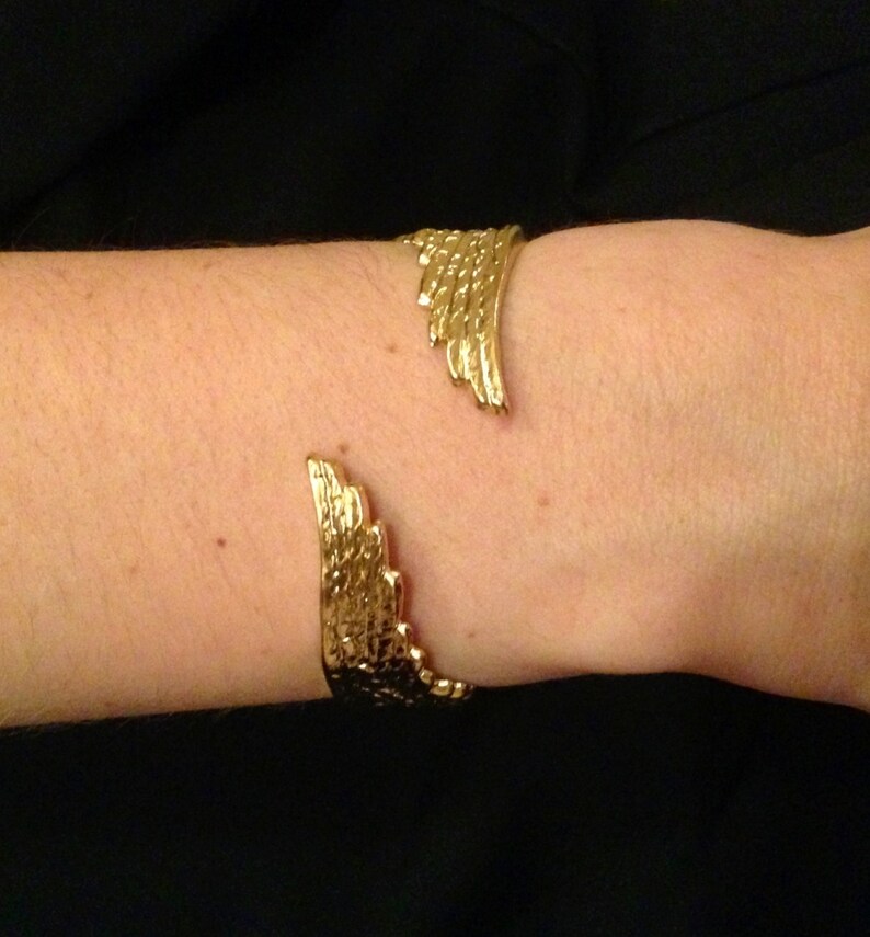 Medium Angel Wings Bracelet Wrap Bracelet Gold Wings Etsy