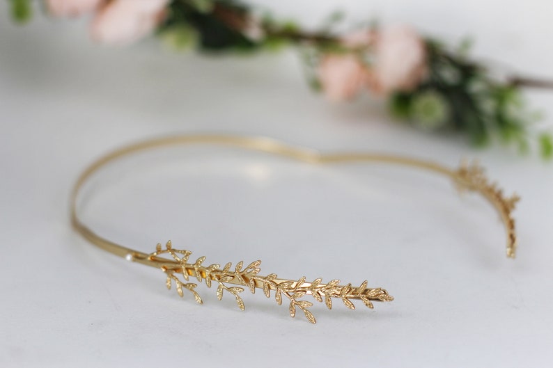 Wild Branches Twigs Goddess Crown Gold Greek Headpiece Bridal Hair Accessories, Wedding Tiara, Roman Crown, Silver Ancient Leaf Headband image 3