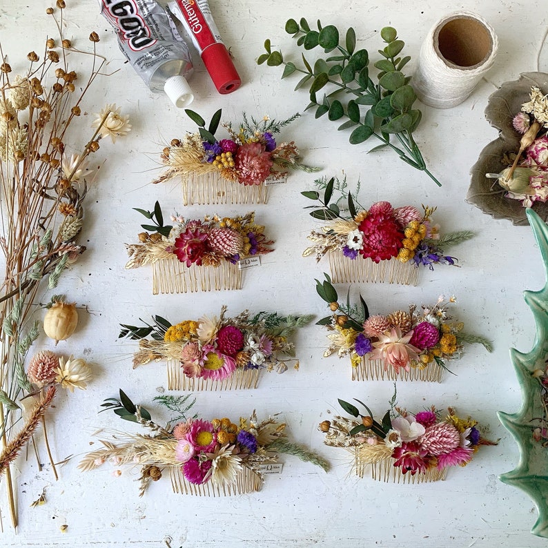 Preorder Spring Blossom Dried Flowers Comb, Bridal Hair Accessories, Bride Floral Comb, Floral Piece, Leaves Boho Chic Rustic Woodland image 9